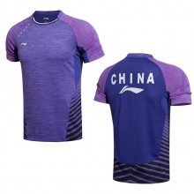 李宁 AAYK219-3 男款羽毛球服 比赛上衣 运动T恤 2015世锦赛中国国家队比赛服