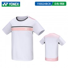 2024新款YONEX尤尼克斯羽毛球服短袖110024BCR男女款羽毛球服短袖