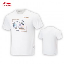 李宁T恤男女比赛服羽毛球系列男女同款速干凉爽比赛上衣 AHSUA41羽毛球服短袖文化衫