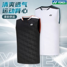 YONEX尤尼克斯羽毛球服新款无袖背心 速干T恤运动上衣比赛训练服 110334BCR男款背心